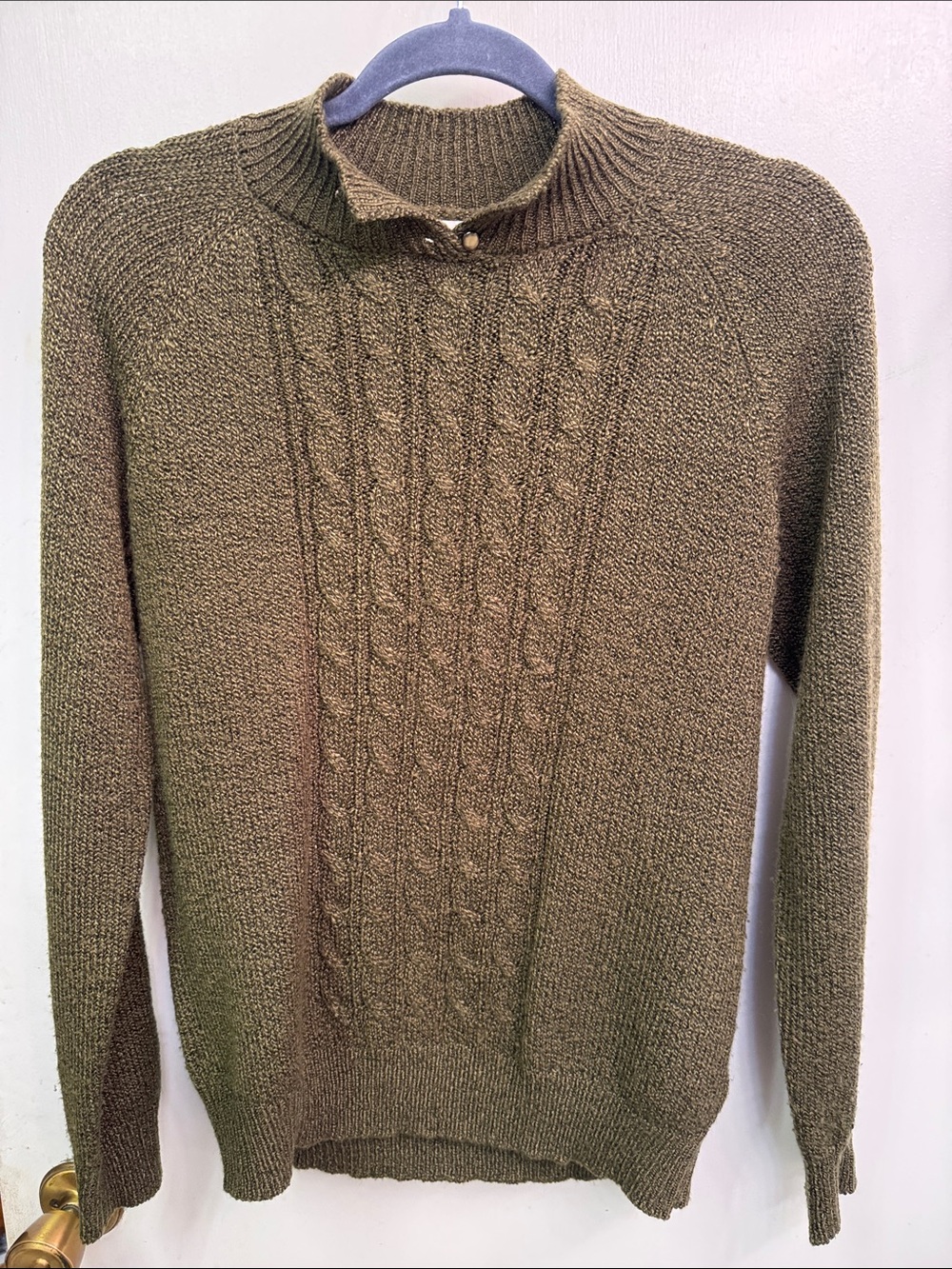 Carolyn Taylor Olive Cable Knit Mock Turtleneck Sweater
